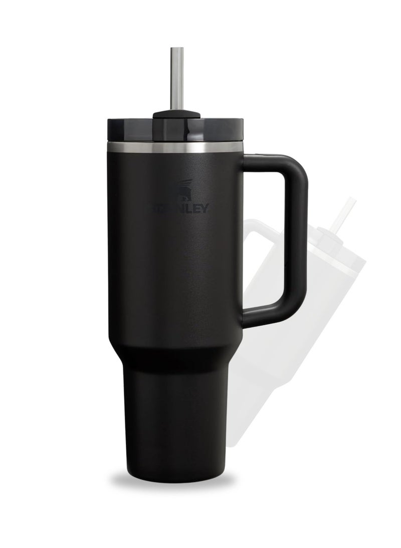 Stanley Quencher H2.0 FlowState Tumbler with Handle and Straw – 40 oz Stainless Steel Vacuum Insulated Cup, BPA-Free, 3-Position Lid, Cup Holder Friendly, for Water, Coffee, Smoothies & More | Black - Image 1